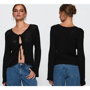 Princess Polly Black Knit Cardigan